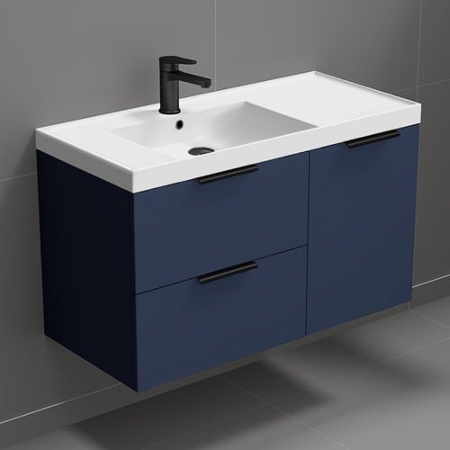 Wall Mounted Bathroom Vanity, 36 Inch, Blue Nameeks LISBON13